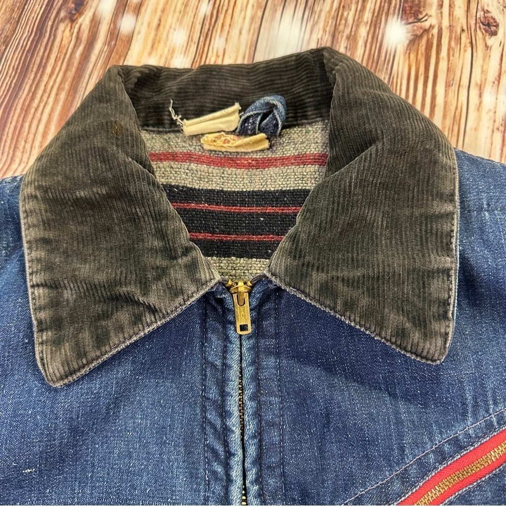 Vintage Blanket Lined Denim Men’s Chore Jacket Detroit Style Size 40 - Picture 8 of 16